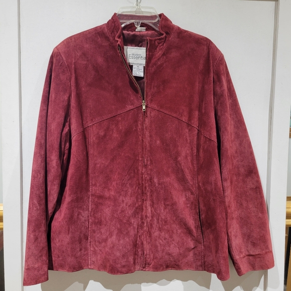 Modern Essentials Jackets & Blazers - Leather Jacket Maroon